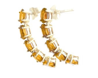 14k Solid Gold Natural Citrine Earrings, November Birthstone