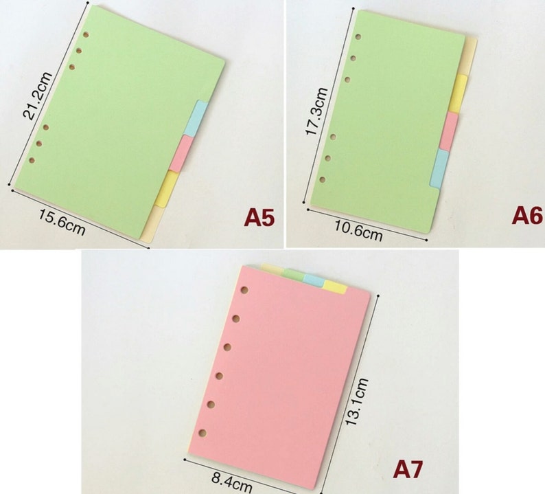 A5 Size Colored Dividers with Tabs Cardstock Planner dividers Etsy