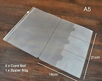 A5 Size Credit Card Holder Insert for Traveler's Notebook PVC Card Holder Envelope - Midori Accessories
