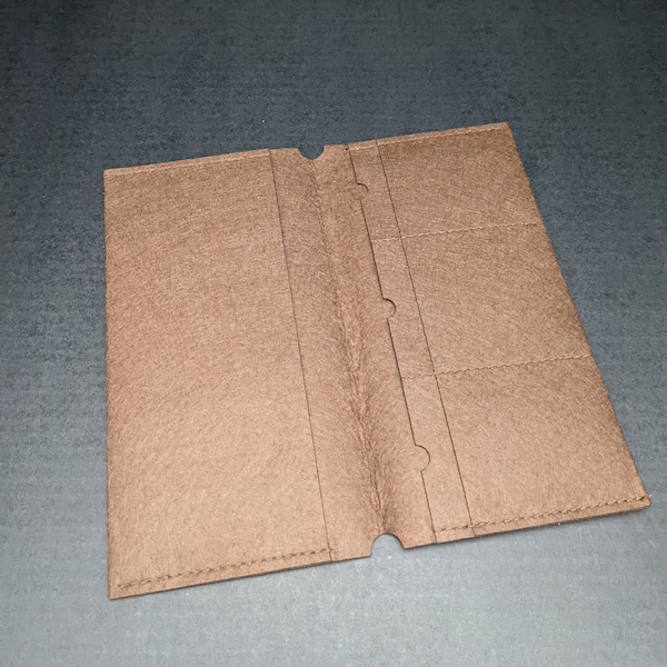 Brown Felt Fabric File Folder Insert for Traveler's Notebook Standard Size - Card Holder Envelope - Midori Accessories