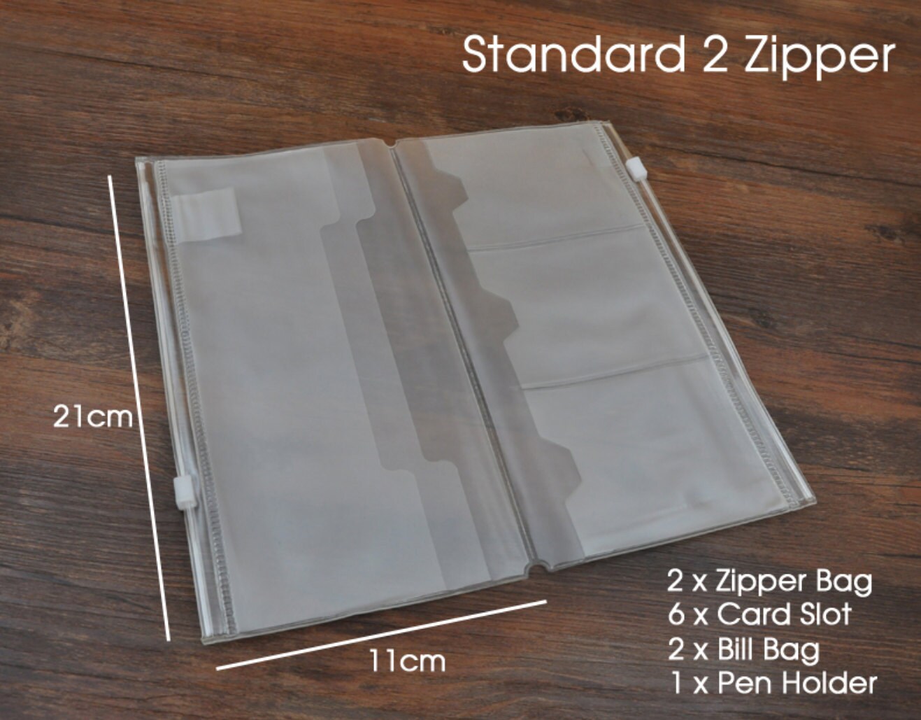 Double Zipped Pouch Standard Size Credit Card Holder Insert for Trave…