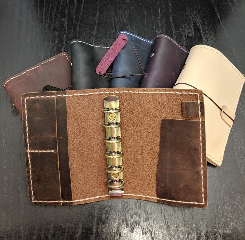 A7 Pocket Size 6 Ring Planner Organizer Genuine Leather Cover Etsy