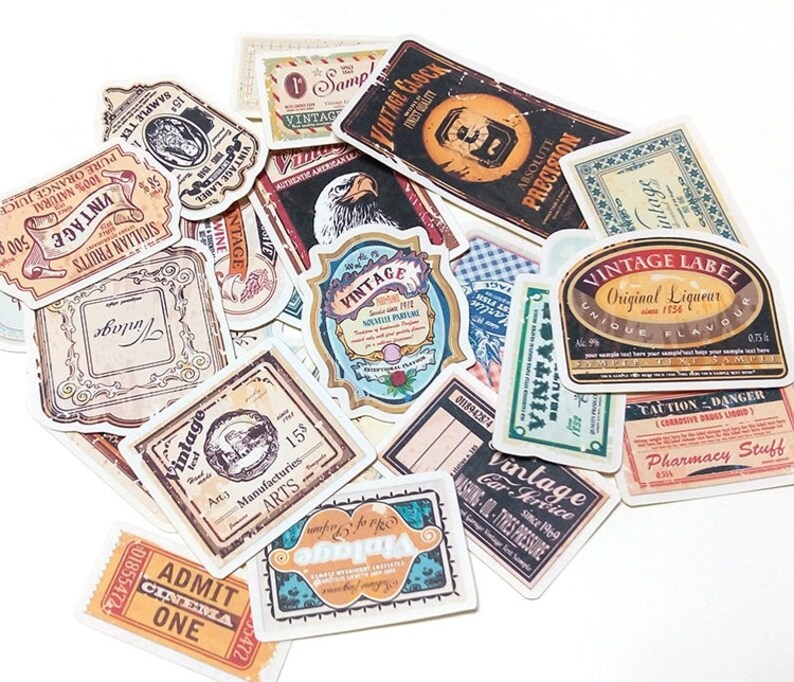 vintage stamp stickers travelers notebook leather journal
