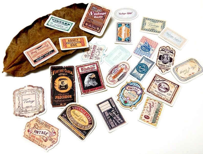 vintage stamp stickers travelers notebook leather journal