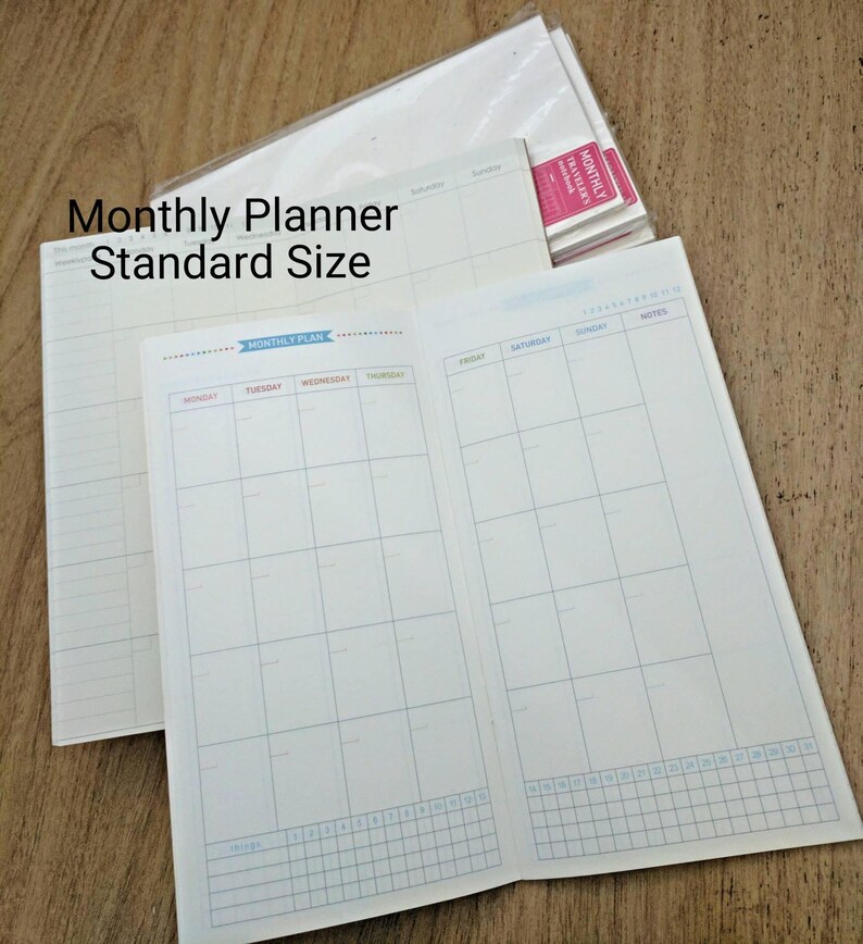 Monthly Planner Inserts Standard Size PRINTED Inserts for Etsy