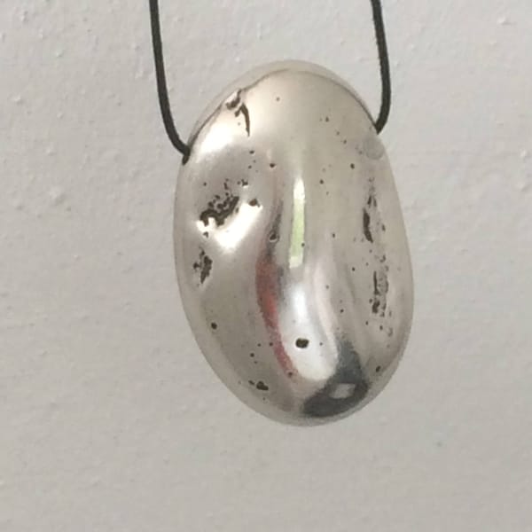 Large resin .925 silver plated pebble pendant piece, 39 x 60.