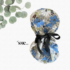 Floral Lions Floral Ponytail Scrub Cap, surgical cap, operating room gift, Detroit Lover, Lions gift