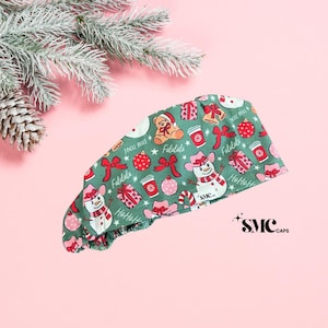 Snowman Rodeo Euro Scrub Cap, Christmas, snowman, cutesy, cowgirl