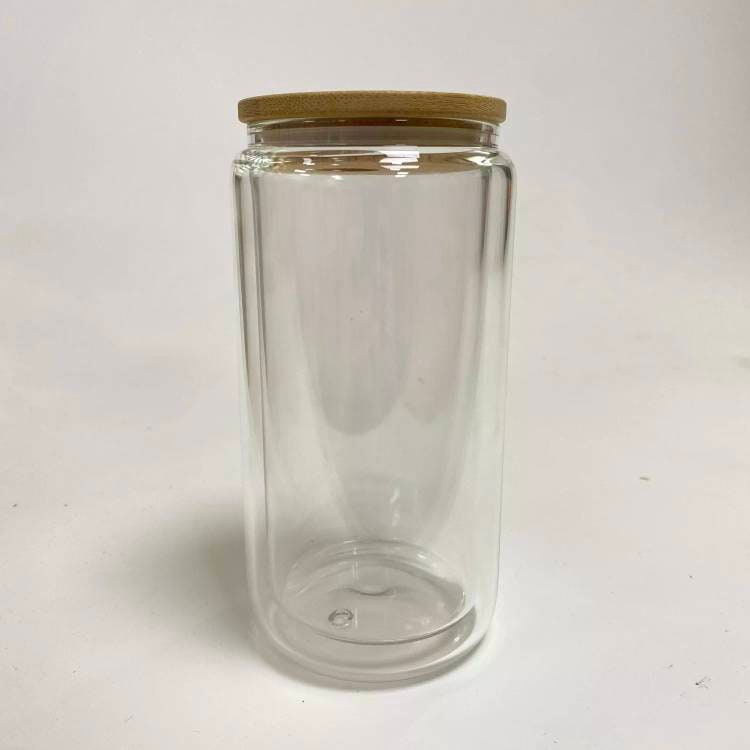 Libbey Jar Can Shaped Beer Can Glass With Bamboo Lid 16oz Clear –  dtftransfers247