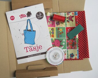 Kindertasje  zelf te maken, cadeau kind, mini-tasje, diy, kraam cadeau, tutorial, compleet pakket,
