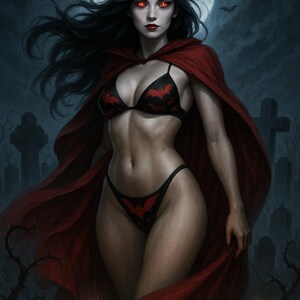 Red Bat Gothic Bikini | Vampire Swimsuit | Spooky Swimwear | Alt Bathing Suit | Halloween Beachwear | Dark Aesthetic Bikini image 7