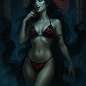 Red Bat Gothic Bikini | Vampire Swimsuit | Spooky Swimwear | Alt Bathing Suit | Halloween Beachwear | Dark Aesthetic Bikini image 8