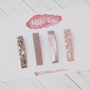 Conjunto de clipes com glitter rosa e ouro rosa | Grampos de cabelo de Natal | Grampos de cabelo outono | Grampos de cabelo para festa