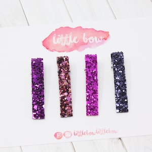 Slides de cabelo com glitter rosa, grampos de cabelo, clipes de franja, slides de cabelo de festa