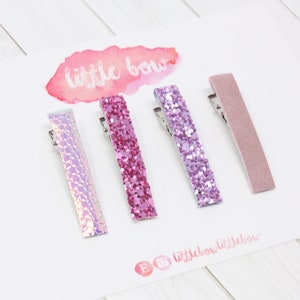 Pink glitter hair clips, girls hair slides, glitter hair barretts