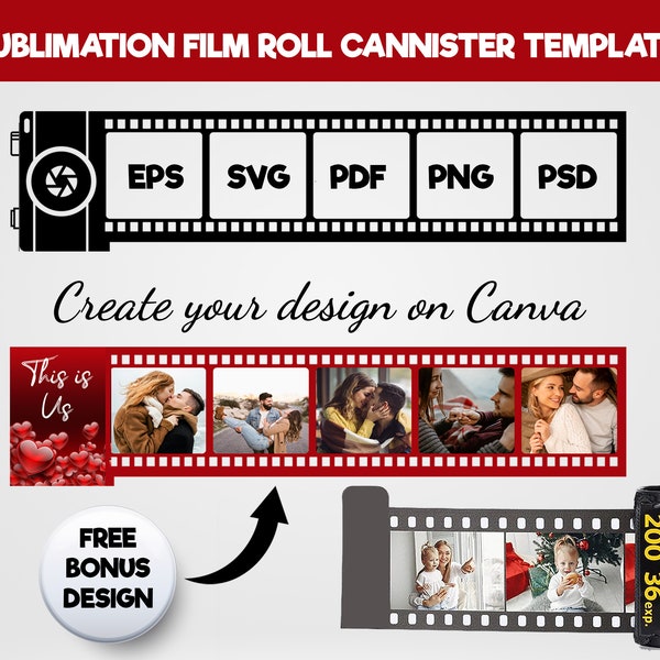 Modèle de sublimation de porte-clés de cartouche de film, modèle de porte-clés de bande de film, modèle de rouleau de film de porte-clés de sublimation