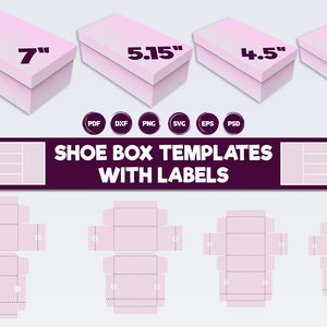 Shoe Box Template, Mini Sneaker Box template, Valentine&#39;s Gift Box, Box with Lid template