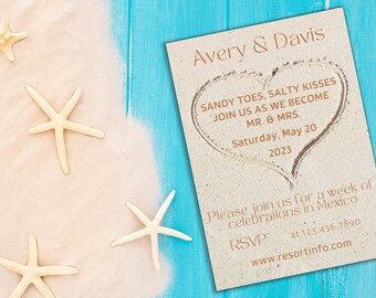Destination Wedding Invitation Template, Sandy Beach Wedding Invitation Template Download, Beach Wedding Invitation, Resort Wedding Template