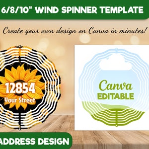 Wind Spinner Template, Spinner Template For Sublimation, Wind Spinner Canva Mockup image 1