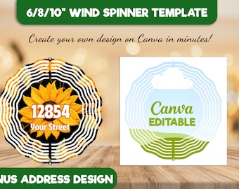 Wind Spinner Template, Spinner Template For Sublimation, Wind Spinner Canva Mockup