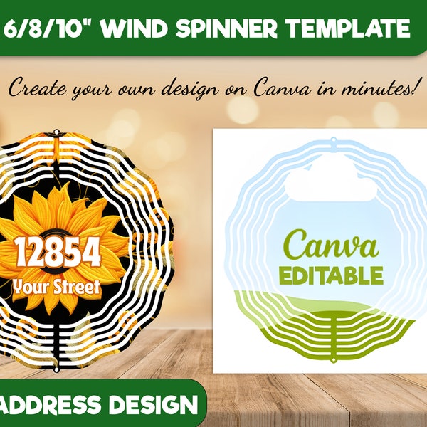 Wind Spinner Template, Spinner Template For Sublimation, Wind Spinner Canva Mockup