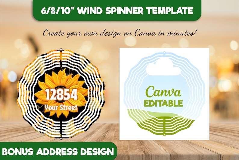 Wind Spinner Template, Spinner Template For Sublimation, Wind Spinner Canva Mockup image 1