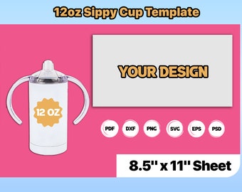Sjabloon Sippy Cup 12 oz, sjabloon sublimatiebeker kinderen, sjabloon beker 12 oz, recht, sublimatie, Corjil, afdrukbaar
