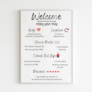 Airbnb VRBO Welcome Sign, Vacation Rental Printable, Editable Canva Template, Guest Arrival Poster, House Rules, Wifi Info Sheet, VRBO