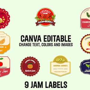 Jam Labels, Canva Editable Canning Labels, Jam Label Bundle