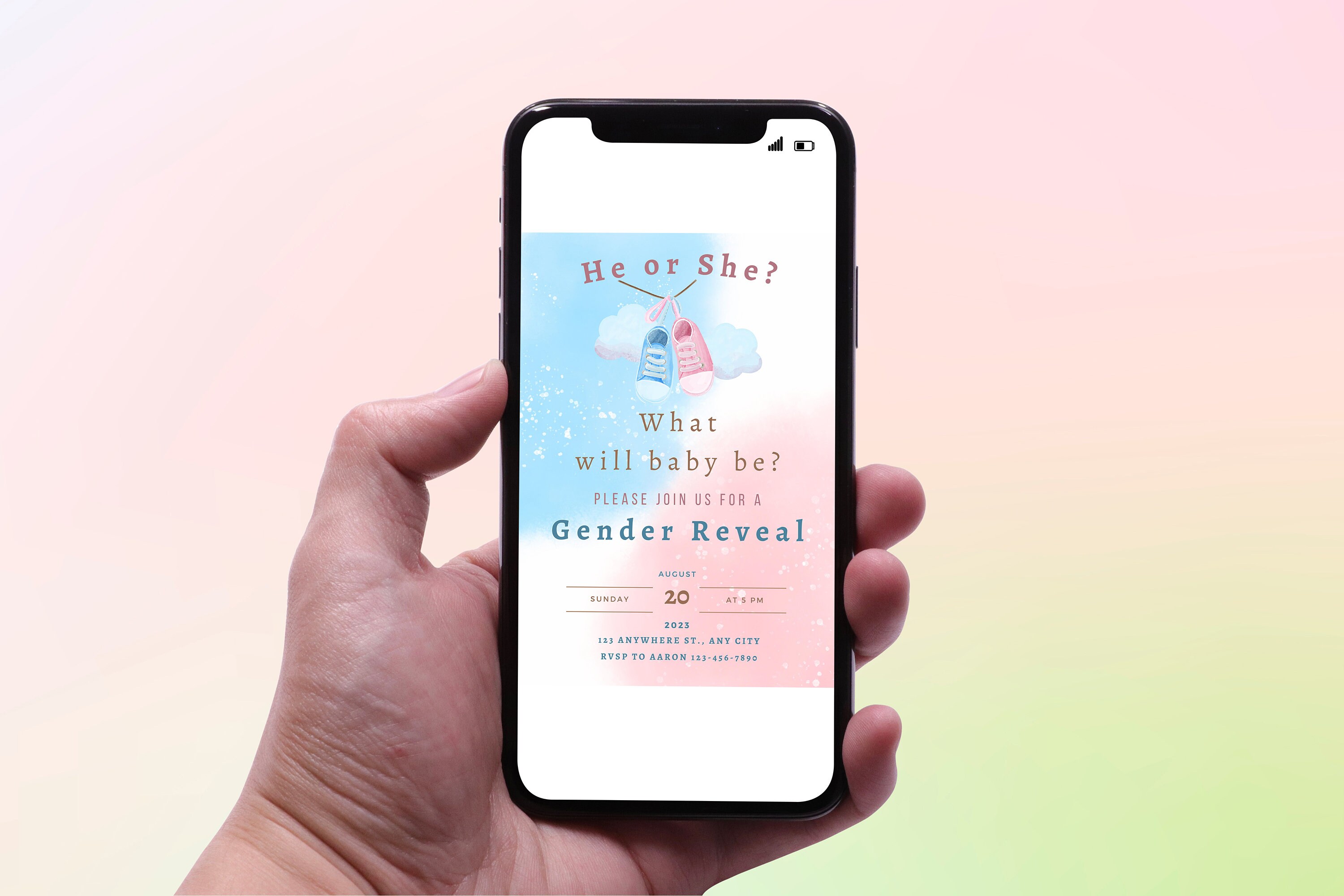 He Or She Gender Reveal Invitation Template Pink Blue Gender Reveal He or she gender reveal invitation template pink blue gender reveal
