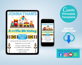 Printable Train Birthday Invitation, Train Party Invitation, Train Birthday Invitation, Toy Train Invitation, Train Template Download