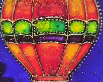 Atrapasueños de globo aerostático de vidrio pintado a mano