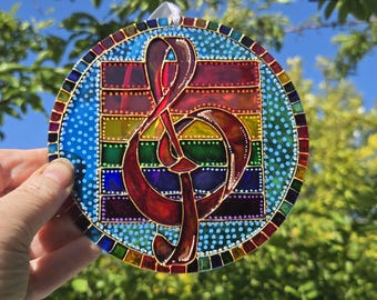 Hand Painted Glass Music Sun Catcher
