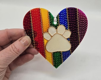 Atrapasueños con estampado de patas de arcoíris - Grande