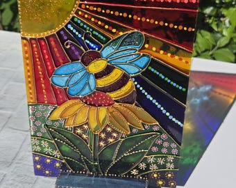 Free Standing Bee and Rainbow Sun Catcher