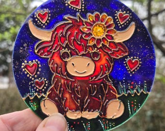 Atrapasueños de vaca de las Tierras Altas pintado a mano