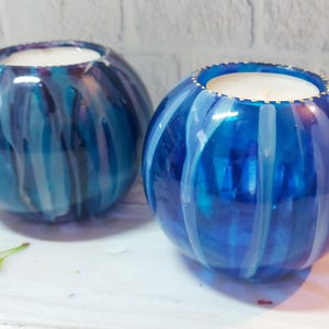 Hand Painted Glass Ball Tea Light Holders