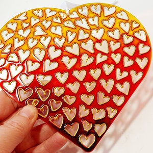 Hand Painted Glass Hearts Suncatcher