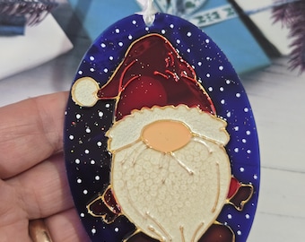 Decoración navideña de Gonk de vidrio pintado a mano