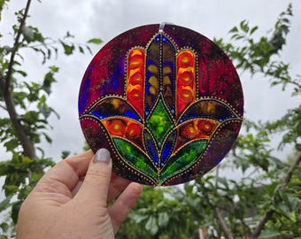 Atrapasueños acrílico pintado a mano.