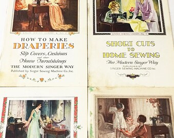 Singer Sewing Library. 1927-1928. 4 volumes in slipcase. FIRST EDITION Vintage green book. Sewing, Dresses, Children's Clothes Draperies