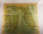 1930 vintage Florida map Depression era Williams Heintz National Geographic Perfect for framing Art wall decor Mother 39 s Father 39 s Day gift
