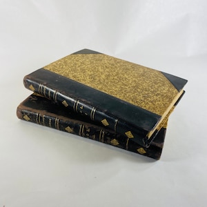 Antique leather brown Thackeray book set circa 1889 vintage book gilded gold volumes Scotland & Ireland speeches