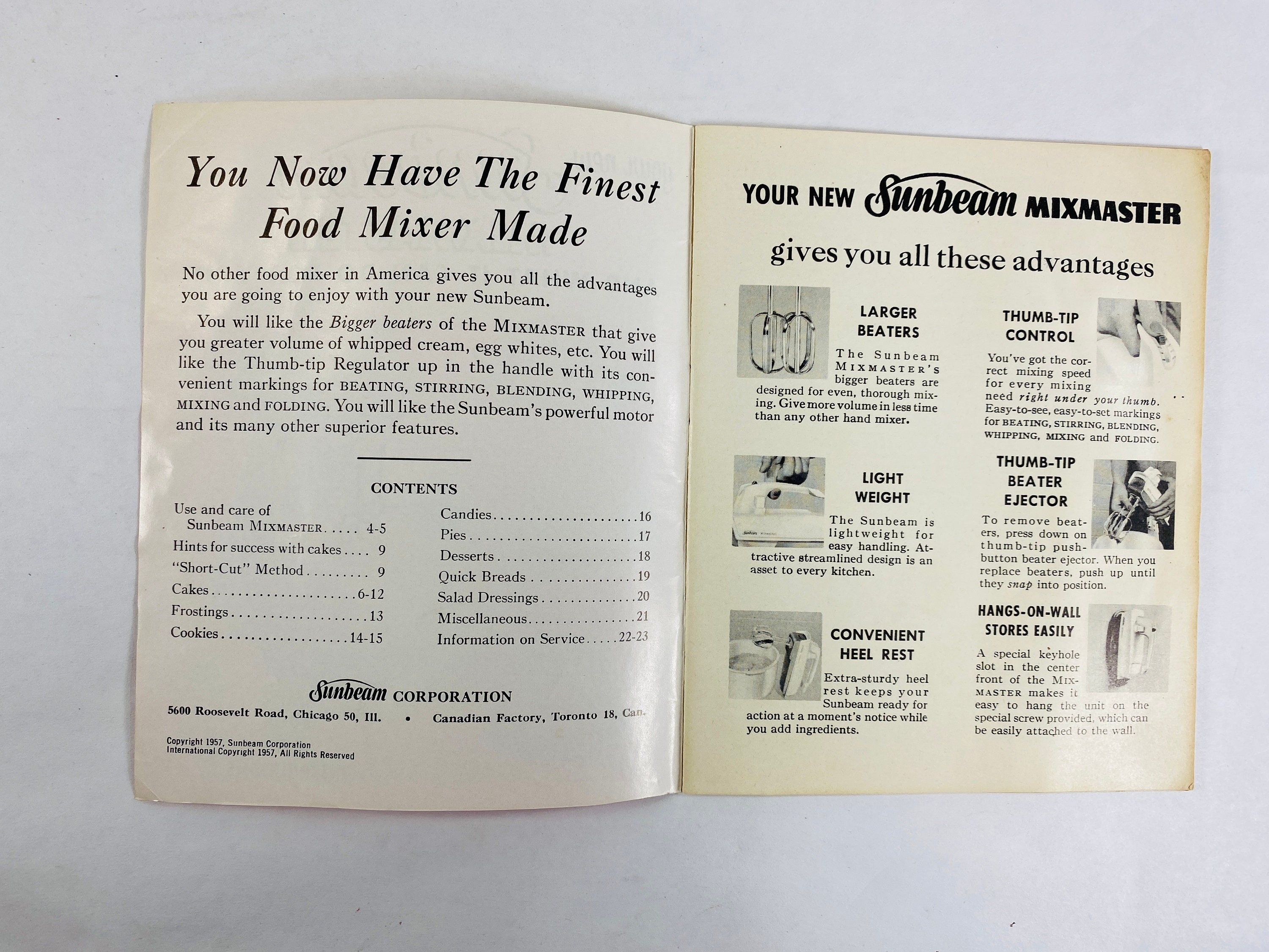 1957 Sunbeam Mixmaster Manual ORIGINAL Vintage Booklet Retro Etsy