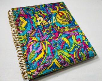 1960s Groovy vintage UNUSED photo album keepsake book retro blue green yellow swirl art decor