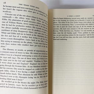 May include: Open book pages with printed text. The left page features the title "THE YEARS WITH BOSS" and paragraphs of text. The right page has the title "A DIME A DOZEN" and more text. The pages are off-white.