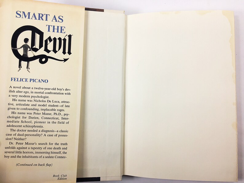 Smart As the Devil vintage book by Felice Picano circa 1975 about a boy who may be possessed and a very modern psychologist. image 6