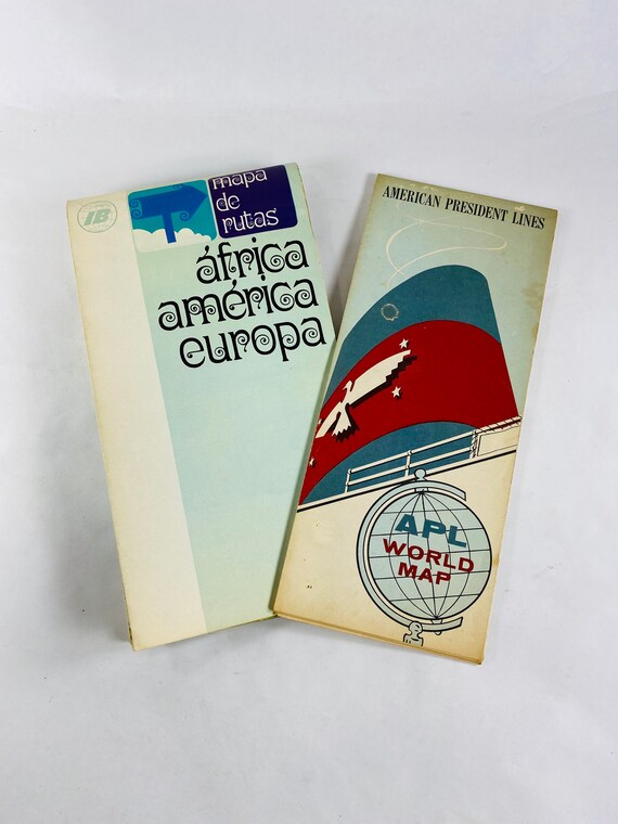 1968 英書 ISLES OF THE CARIBBEES フルカラーMAP付 1968 Vintage World Map Lot American President Lines & Iberia