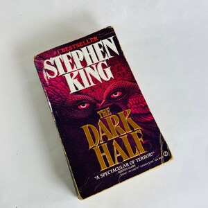 Stephen King The Dark Half FIRST PRINTING vintage paperback book circa 1990 Horror goth emo black book decor