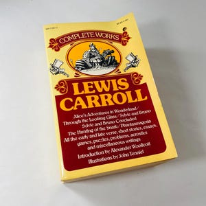 1976 Alice&#39;s Adventures in Wonderland and Through the Looking-Glass vintage paperback book Complete Works of Lewis Carroll